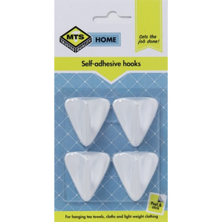 MTS HOME PLASTIC SINGLE ADHESV HOOK 4PC