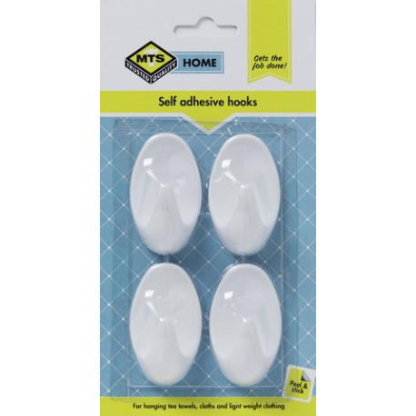 MTS HOME  LARGE OVAL HOOK WHITE 4PC