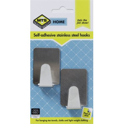 MTS HOME  MED RECTANGLE SSTEEL HOOK 2PC