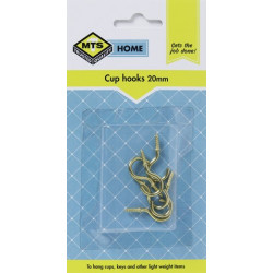 MTS HOME  CUP HOOKS 20MM BRASS 6PC