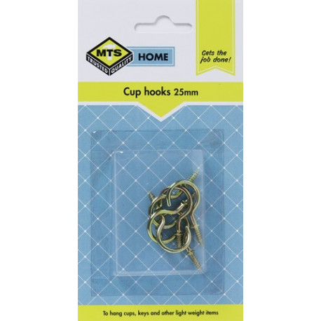 MTS HOME  CUP HOOKS 25MM BRASS 6PC