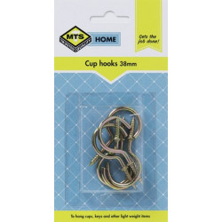 MTS HOME  CUP HOOKS 38MM BRASS 6PC