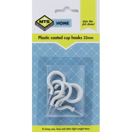 MTS HOME  CUP HOOKS 32MM P/COATED 6PC