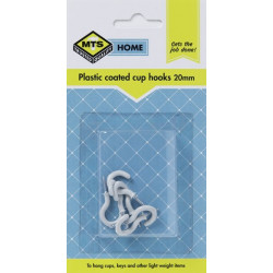 MTS HOME  CUP HOOKS 20MM P/COATED 6PC