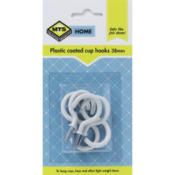 MTS HOME  CUP HOOKS 38MM P/COATED 6PC