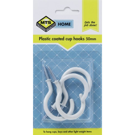 MTS HOME  CUP HOOKS 50MM P/COATED 4PC