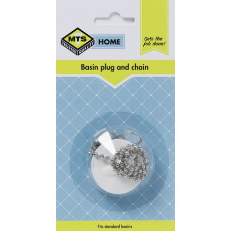 MTS HOME  BASIN PLUG AND CHAIN WHITE