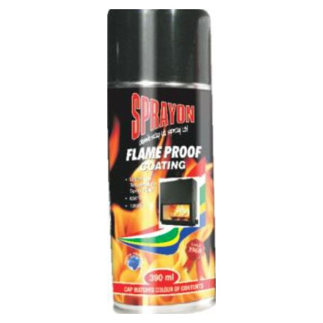 SPRAYON PAINT FLAME PROOF BLACK 390ML