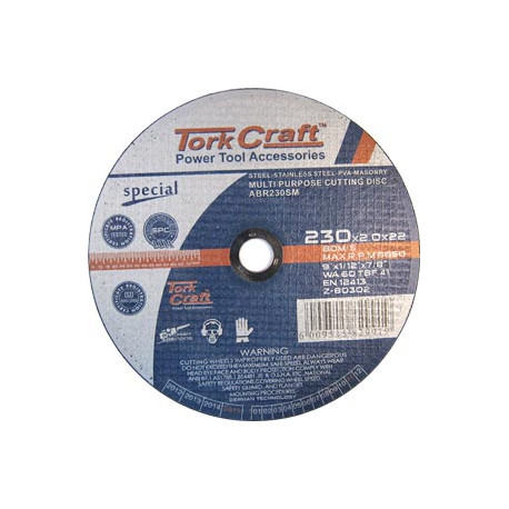 CUTTING DISC MULTI PURPOSE 230 X 2.0 X 22.2MM FOR STEEL SS PVA STONE