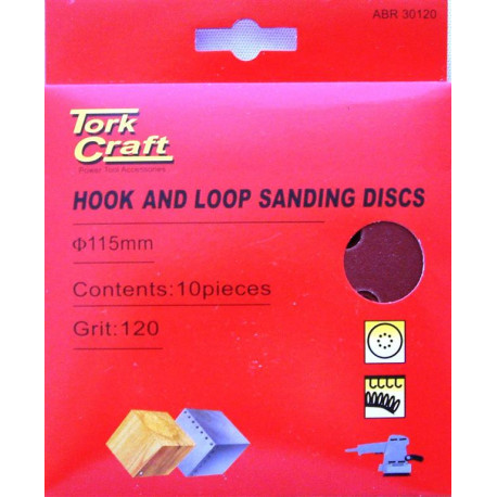 SANDING DISC VELCRO 115MM 240 GRIT WITH HOLES 10/PK