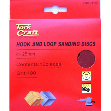 SANDING DISC VELCRO 125MM 60 GRIT WITH HOLES 10/PK