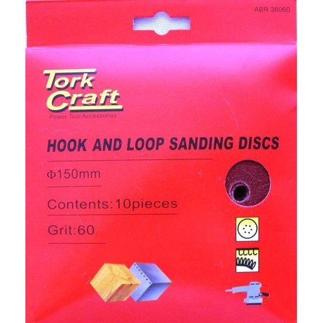 SANDING DISC VELCRO 150MM 120 GRIT WITH HOLES 10/PK