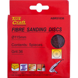 FIBRE DISC 115MM 36 GRIT 5/PACK