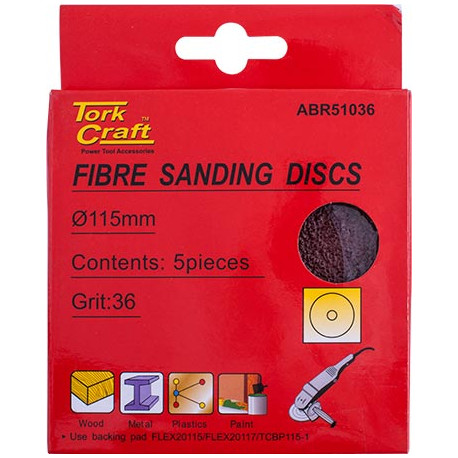 FIBRE DISC 115MM 36 GRIT 5/PACK