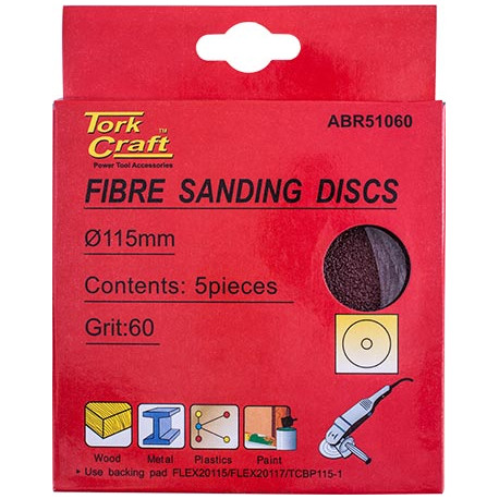 FIBRE DISC 115MM 60 GRIT 5/PACK