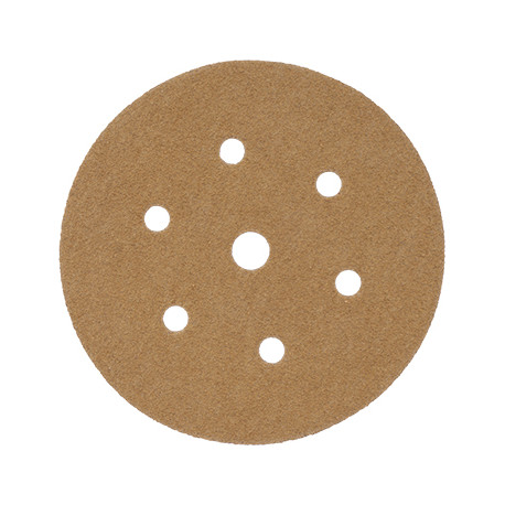 GOLD VELCRO DISC (50 PIECES) 60 GRIT 150MM X 6+1 HOLES