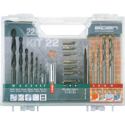 DRILL AND SCREWDRIVER BIT SET 22 PIECE IN CARRY CASE STEEL and MASONRY