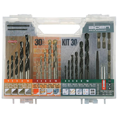 DRILL AND SCREWDRIVER SET 30 PIECE IN CARRY CASE STEEL MASONRY WOOD