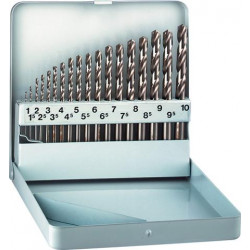 COBALT DRILL BIT SET 19 PIECE 1-10 X 0.5MM IN METAL CASE