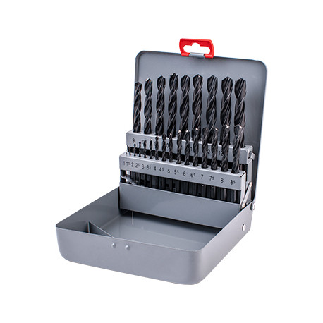 HSS SPRINT DRILL BIT SET 25 PIECE 1-13MM X 0.5  IN METAL CASE