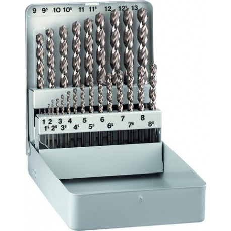 SUPER DRILL BIT SET 25 PIECE 1-13MM X 0.5  IN METAL CASE