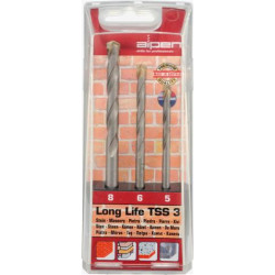 MASONRY DRILL BIT SET 3 PIECE LONG LIFE 5 6 8