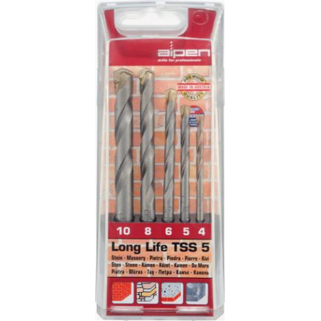 MASONRY DRILL BIT SET 5 PIECE LONG LIFE 4 5 6 8 10