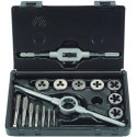 TAP and DIE SET 16 PIECE M3 - M12 HSS WITH DIE HOLDER and TAP WRENCH