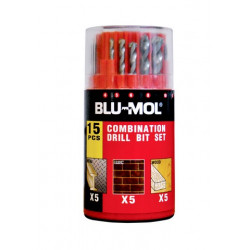 BLU-MOL DRILL SET 15PC METAL/MAS/WOOD