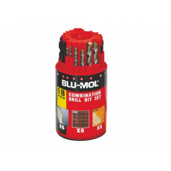 BLU-MOL DRILL SET 18PC METAL/MAS/WOOD