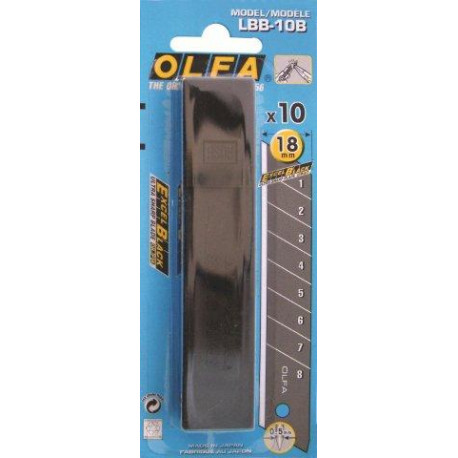 OLFA BLADES EXCEL BLACK 10/PK CARDED ULTRA SHARP 18MM