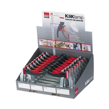 BESSEY KLIKLAMP DISPLAY BOX 16 ASSORTED CLAMPS