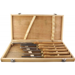 CHISEL SET WOOD TURNING HSS 6 PIECE WOODEN CASE