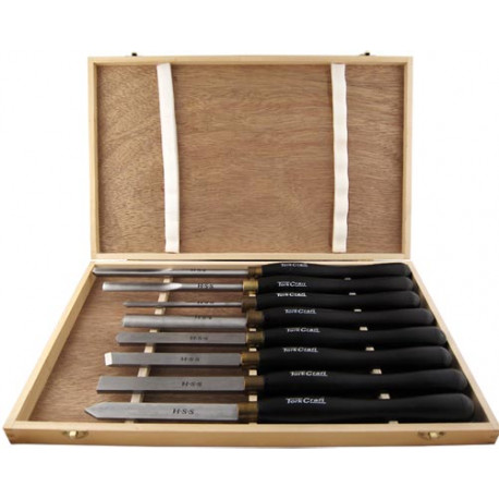 CHISEL SET WOOD TURNING HSS 8 PIECE WOODEN CASE