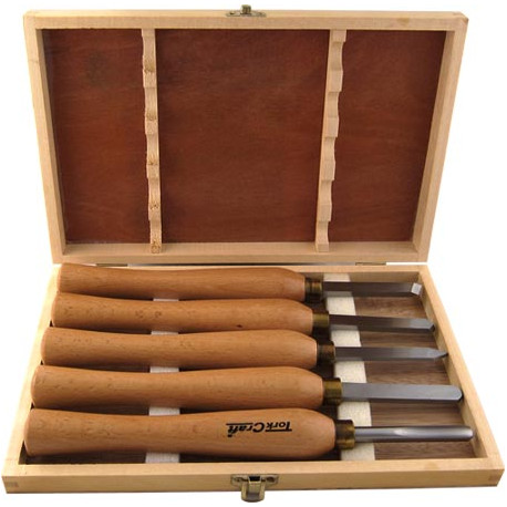 CHISEL SET WOOD TURNING 270MM  HSS 5 PIECE WOOD CASE