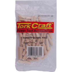 DOWELS 6 X 30MM 50 PER BAG (BIRCH WOOD)