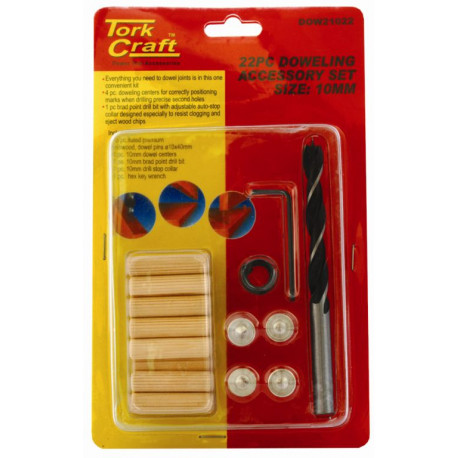 DOWELING ACCESSORY KIT 10MM - 22 PIECE (BIRCH WOOD)