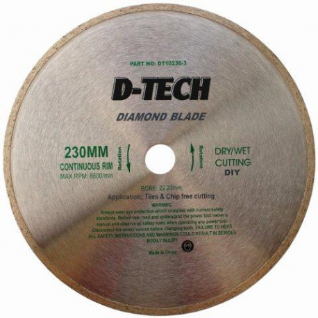 DIAMOND BLADE CONTINUOUS RIM 230 X 22.23MM TILE