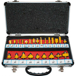 ROUTER BIT SET 24PIECE ALUMINIUM CASE GLASS WINDOW 1/4 SHANK