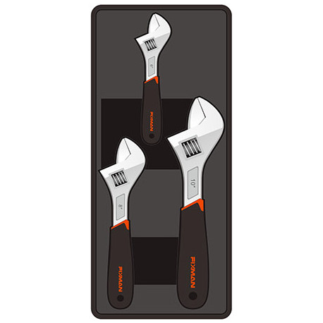 FIXMAN TRAY 3 PIECE ADJUSTABLE WRENCH 6````8````10````