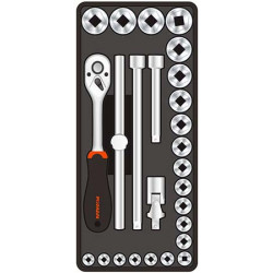 FIXMAN TRAY 26 PIECE 1/2```` DRIVE SOCKETS AND ACCESSORIES