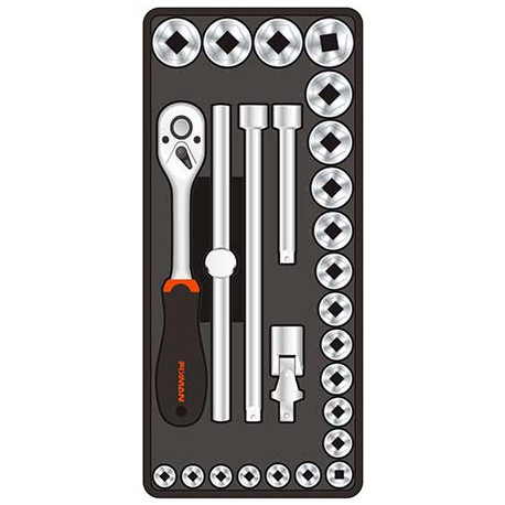 FIXMAN TRAY 26 PIECE 1/2```` DRIVE SOCKETS AND ACCESSORIES