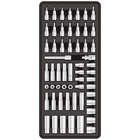 FIXMAN TRAY 57 PIECE 1/4```` DRIVE SOCKETS AND ACCESSORIES