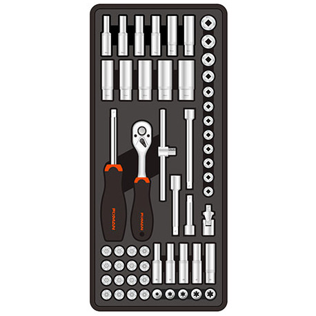 FIXMAN TRAY 56 PIECE 1/4```` DRIVE SOCKETS AND ACCESSORIES