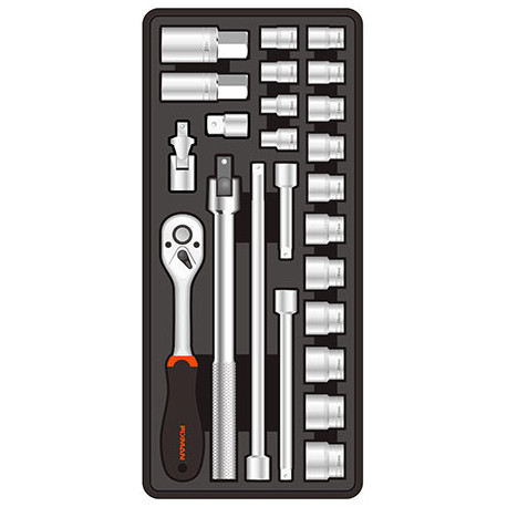 FIXMAN TRAY 24 PIECE 3/8```` DRIVE SOCKETS AND ACCESSORIES