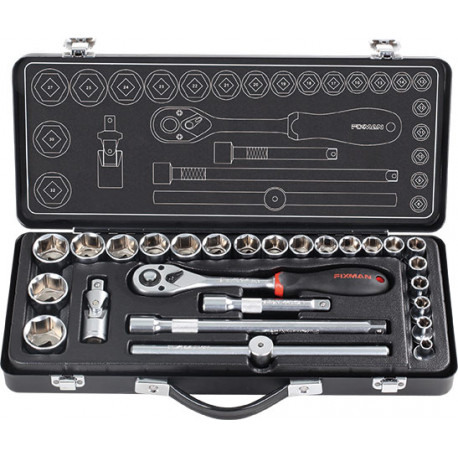 FIXMAN 26 PIECE SOCKET SET 1/2```` 8 - 25 27 30 and32MM