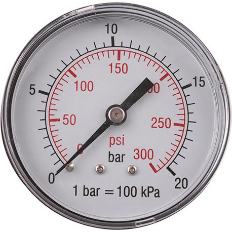 PRESSURE GAUGE 0-20BAR1/4REAR 63MM D6314R20