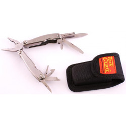 MULTITOOL SILVER MINI WITH LED LIGHT WITH NYLON POUCH IN BLISTER