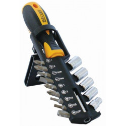 SCREWDRIVER SET 15PC WITH BITS SOCKETS AND BELT CLIP