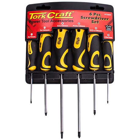 SCREW DRIVER SET 6 PCE WITH WALL MOUNTABLE RACK S2 PZ SL